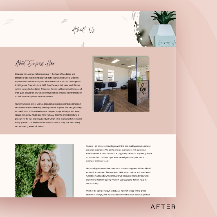 empress hair portfolio website redesign agency