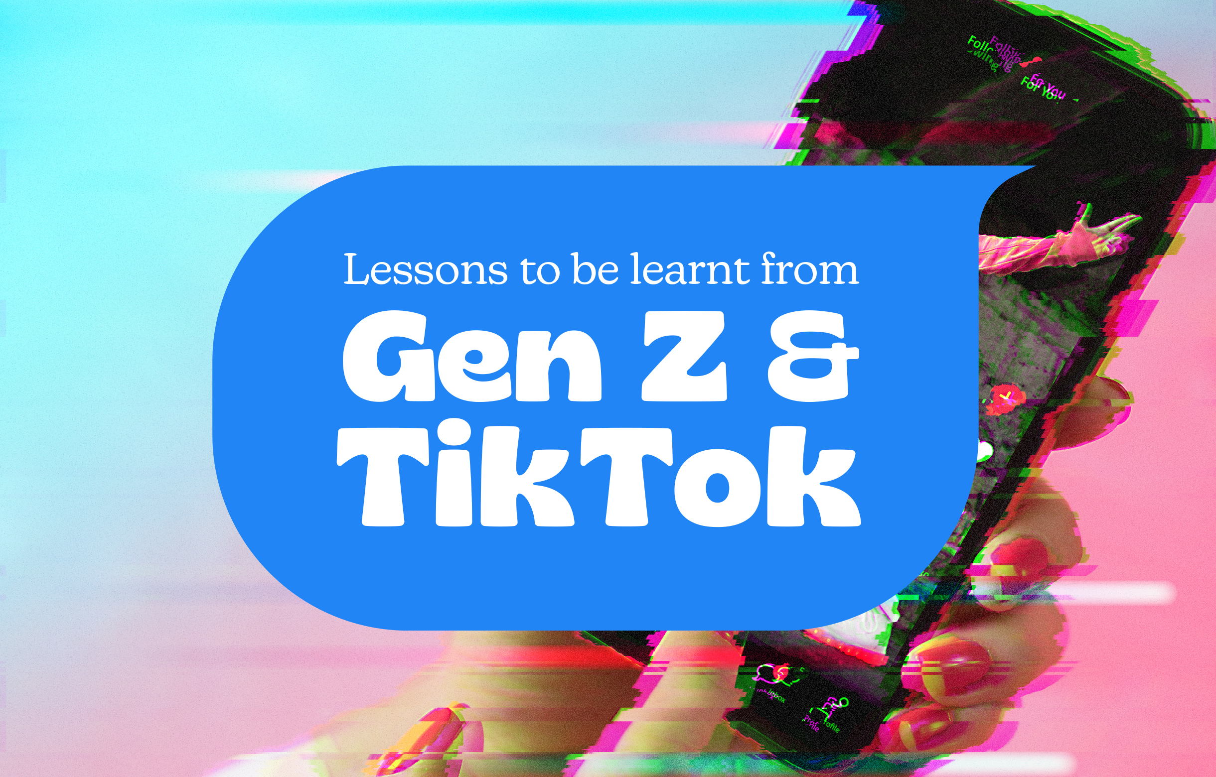 Gen Z & Tiktok hero banner with distorted handphone